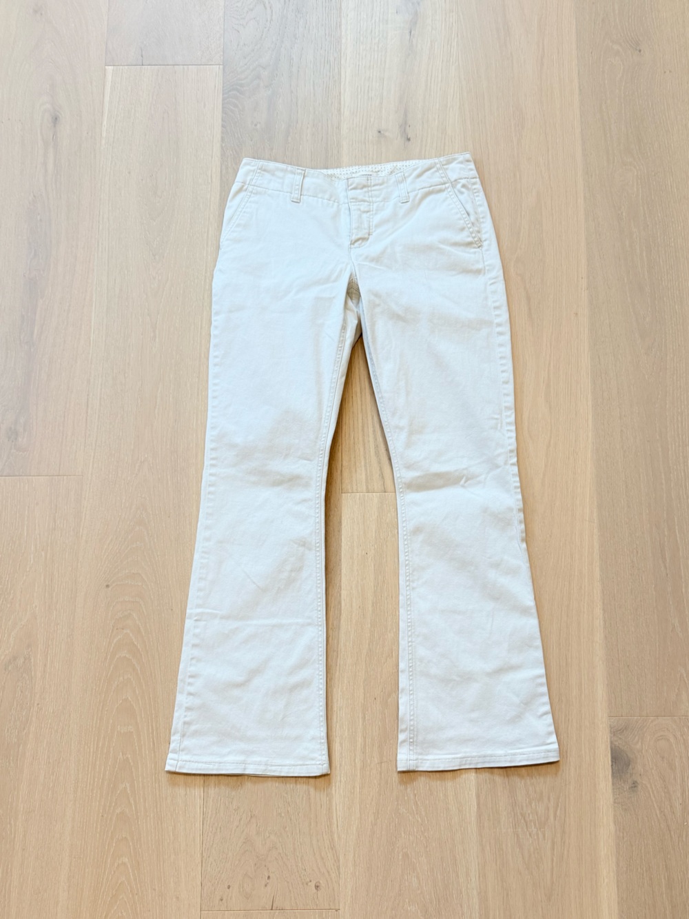 Express Editor Celine Chino Pants Size 0 Short Cream Low Rise Y2K